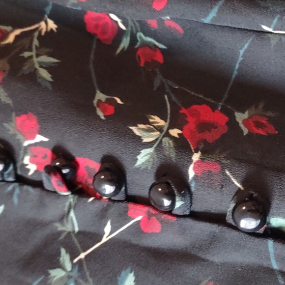 Romantic floral Black Dress with Red roses VINTAGE - Picture 10 of 15